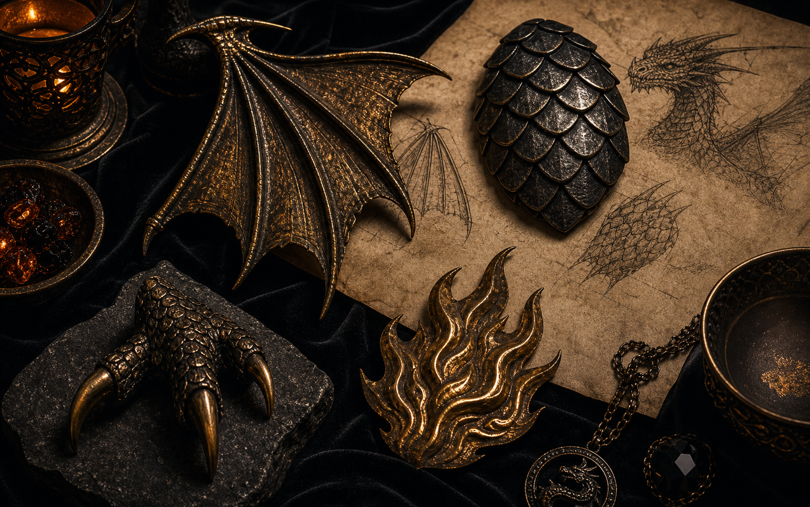 Symboles dragon : écailles, griffes, ailes et pierres - visuel 2